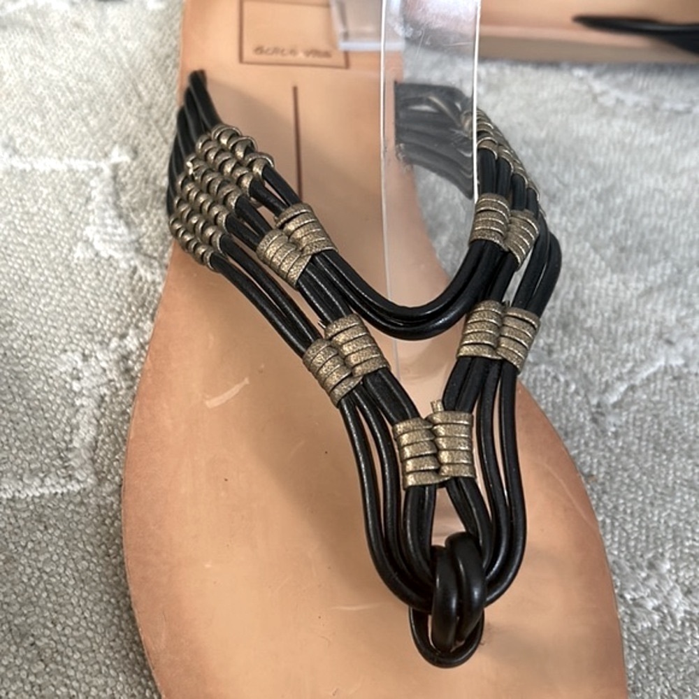 Dolce Vita Woven Black and Bronze Slip On Sandals Shoes. Size 9